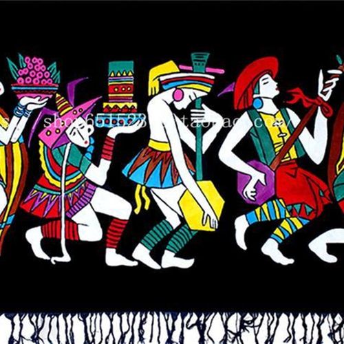 蜡染画 贵州苗族手工蜡染 民族特色蜡染 装饰壁挂 苗家歌舞140*85