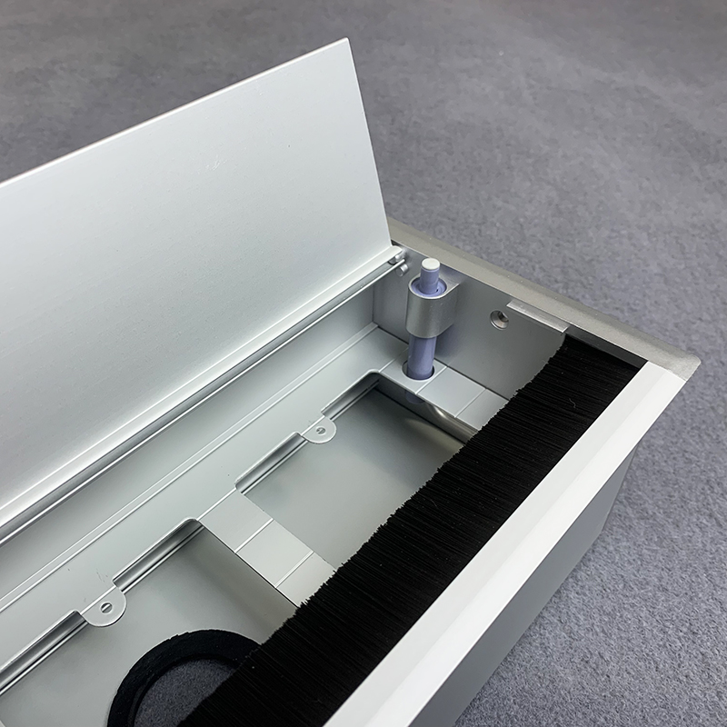 办公桌面铝合金线盒电脑毛刷翻盖86面板穿线盒会议桌底盒线孔盖板