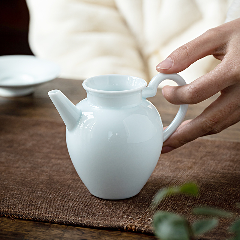 湖田影青瓷公道杯带手把大号陶瓷茶道配件匀杯公杯分茶器茶具茶海