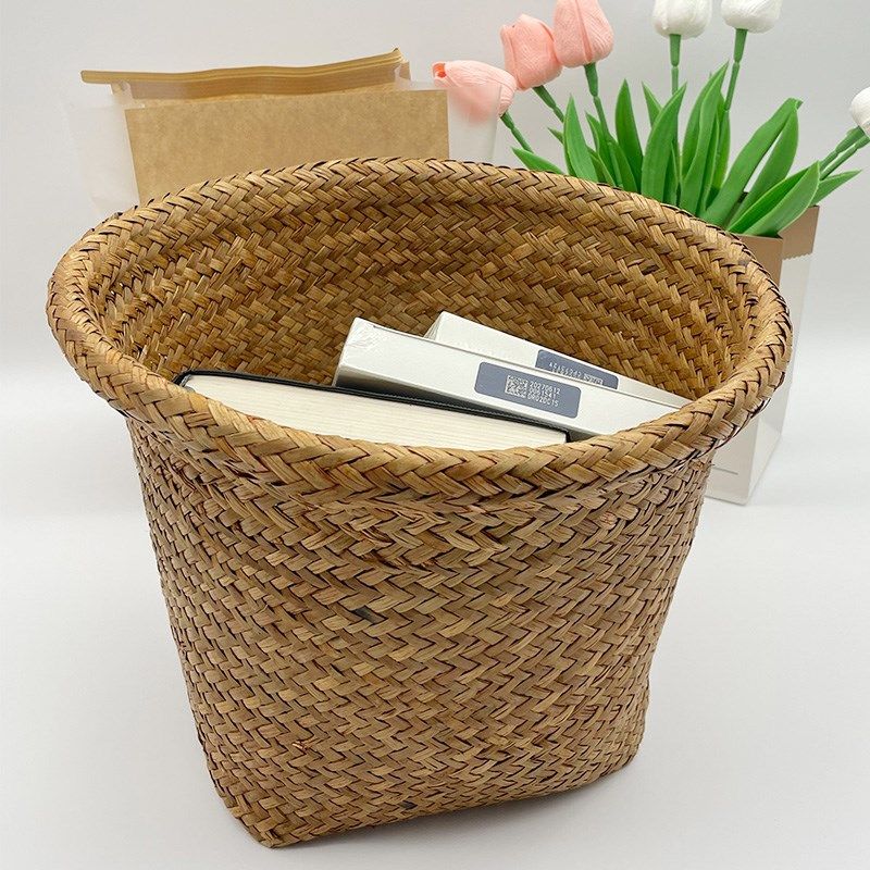 手工编织垃圾桶家用客厅创意藤编无盖卫生间卧室草编垃圾篓办公室