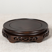 实木圆形花瓶花盆酒坛盆景摆件茶壶底座黑檀木水缸工艺品红木底托