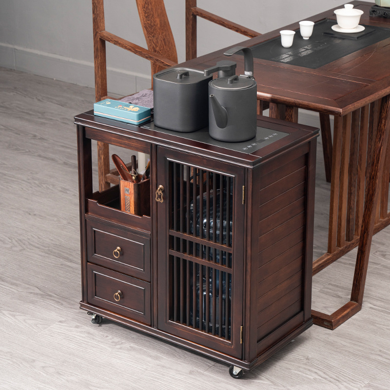 移动小茶台茶桌边柜侧柜茶车竹制家用泡茶吧几烧水壶一体煮茶水柜