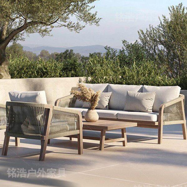 北欧户外实木沙发庭院花园酒店别墅休闲藤编室外露天柚木沙发家具,住宅家具,户外沙发,淘宝优惠券,粉丝福利购,淘宝优惠卷