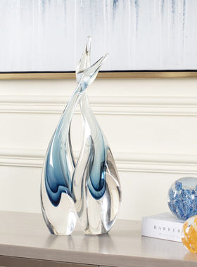 现代简约抽象飞燕摆件高级感琉璃艺术装饰客厅电视柜家居工艺礼品