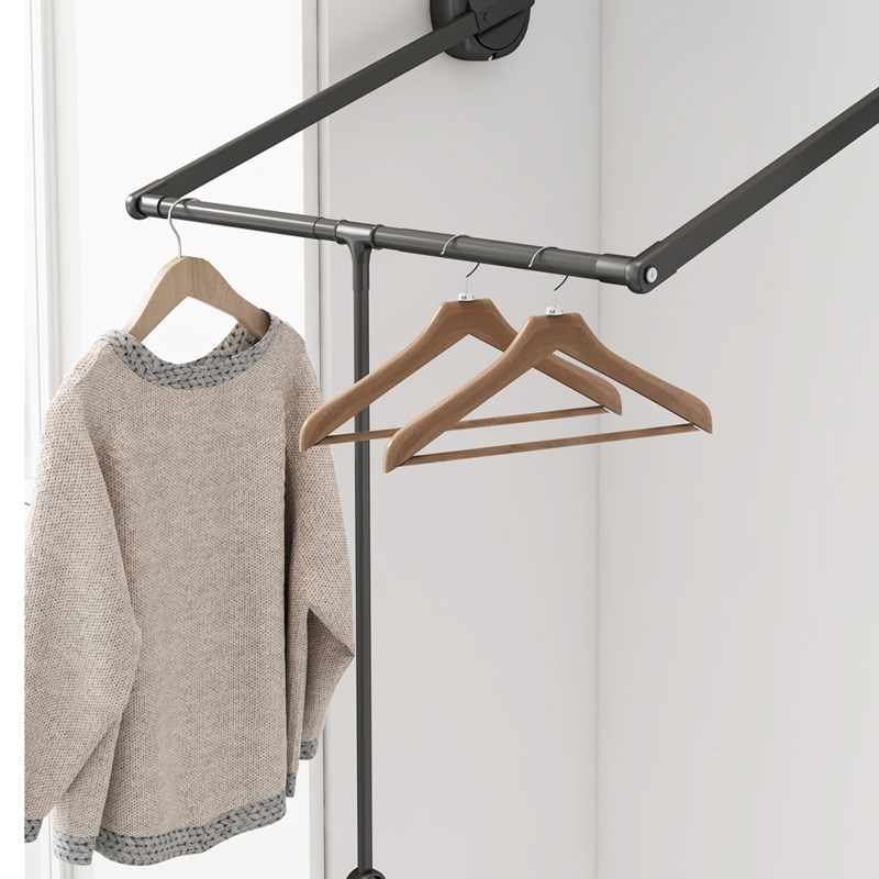 米司库衣柜升降挂衣杆衣橱柜内下拉式拉杆衣架衣帽间五金阻尼横杆