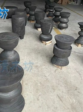 侘寂风实木墩子黑色原木凳设计个性边角几民宿摆件创意圆凳底座