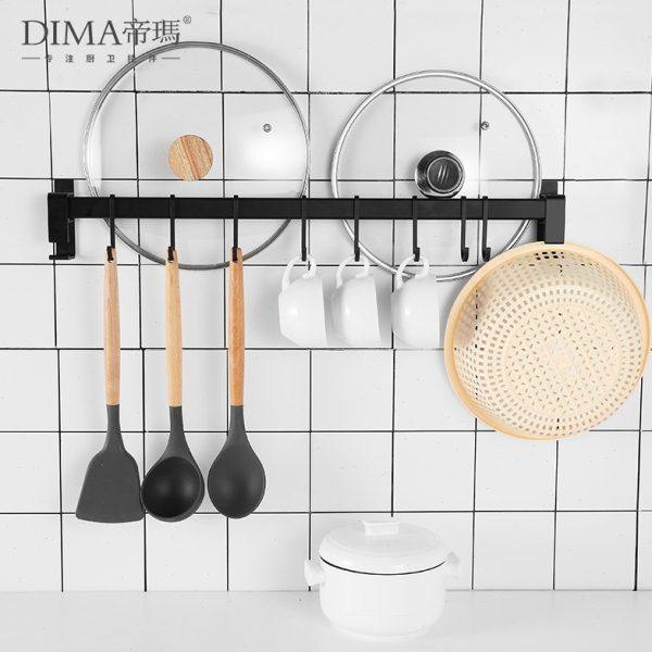 免打孔厨房挂架挂杆排钩挂钩壁挂式多功能免钉勺子铲子收纳置物架