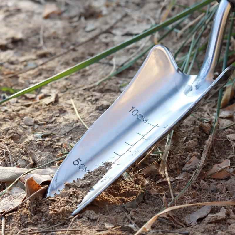 生长魔励 木柄不j锈钢种花松土铲子小宽铲三爪耙养花锄草移盆工具