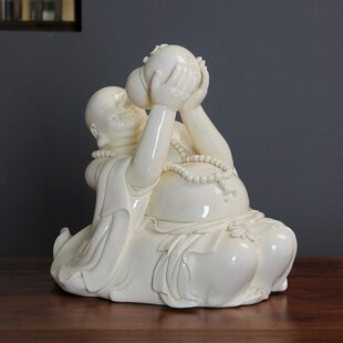 陶瓷仿古弥勒佛 坐式自在弥勒办公会所玄关工艺品摆件瓷器