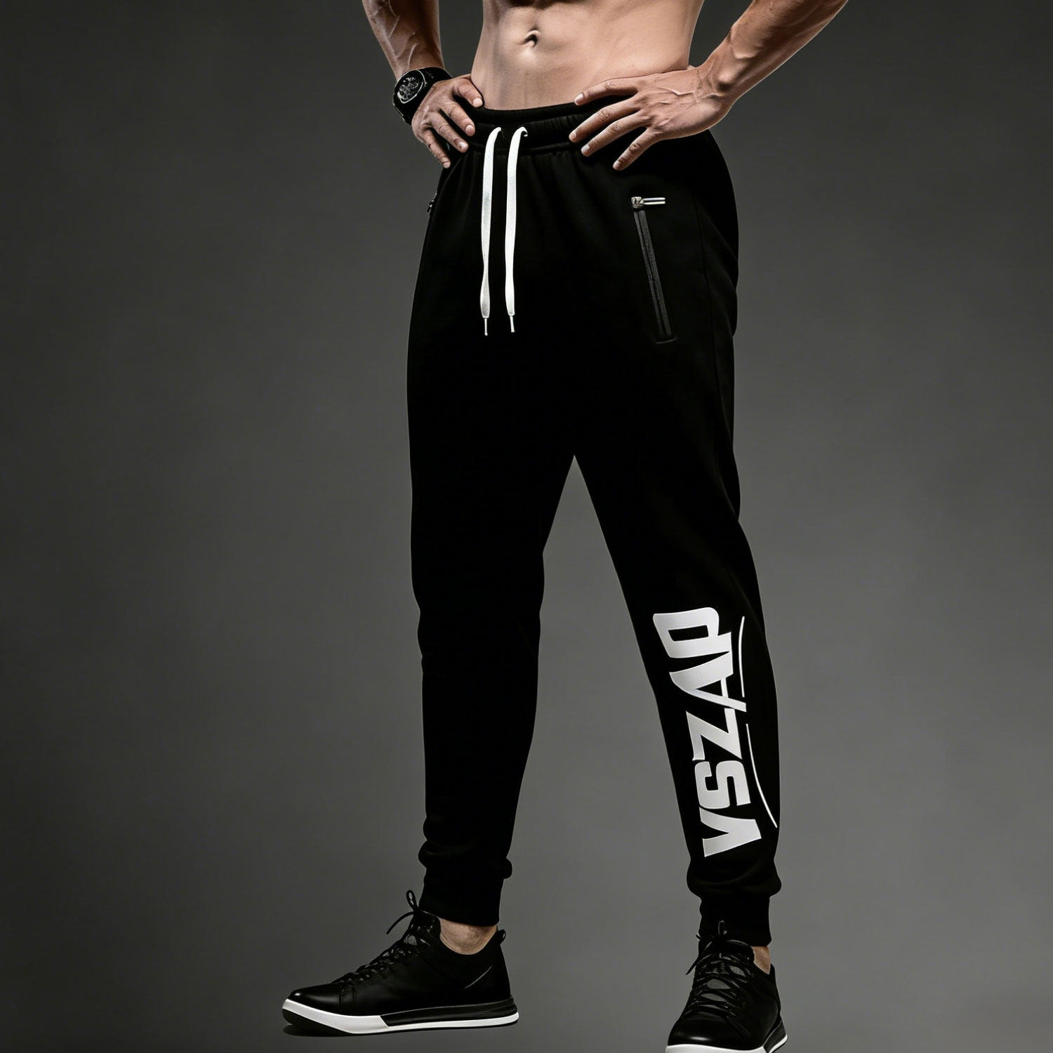 VSZAP简约色调时尚男装秋冬卫裤健身房束脚大码运动裤修身休闲裤