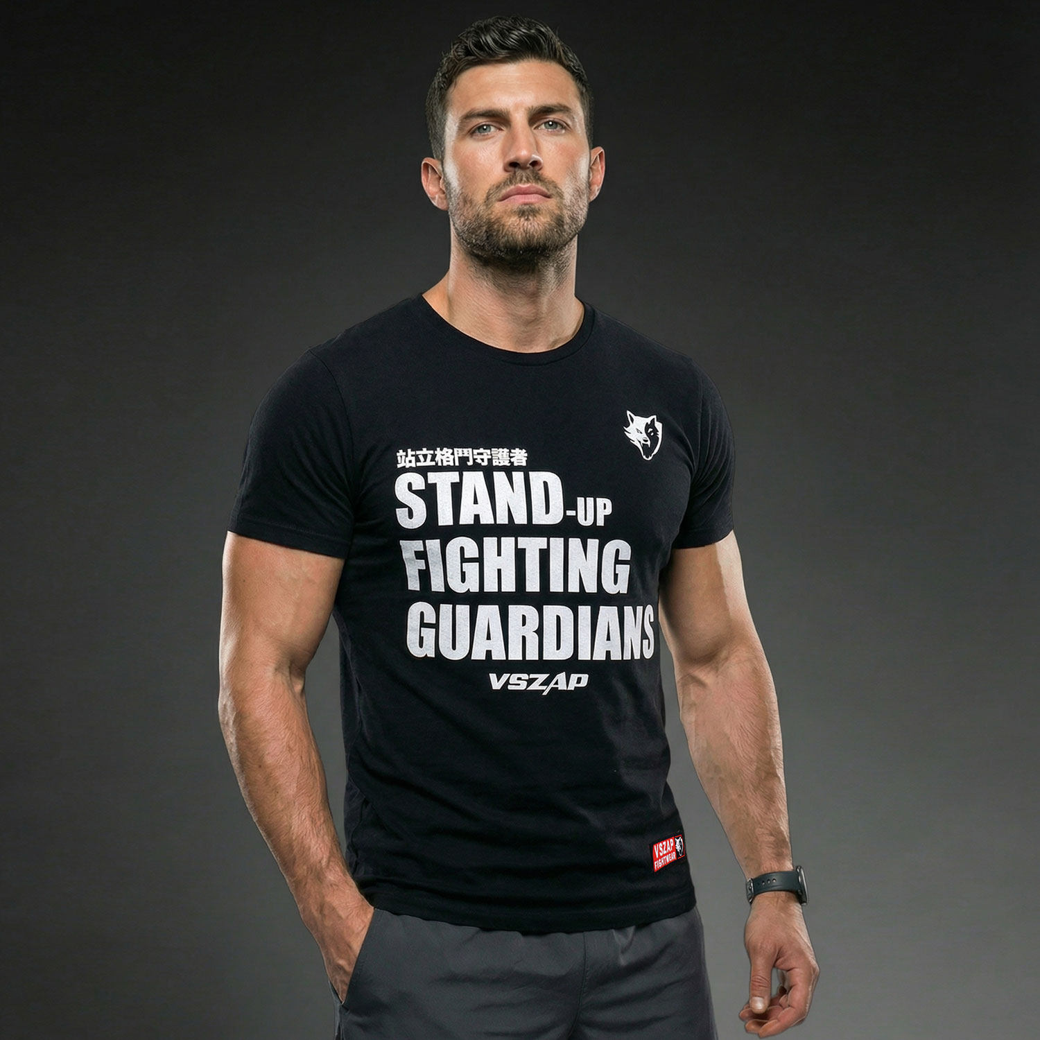 VSZAP运动T恤黑色短袖美式健身纯棉上衣2026年春季圆领男装运动风