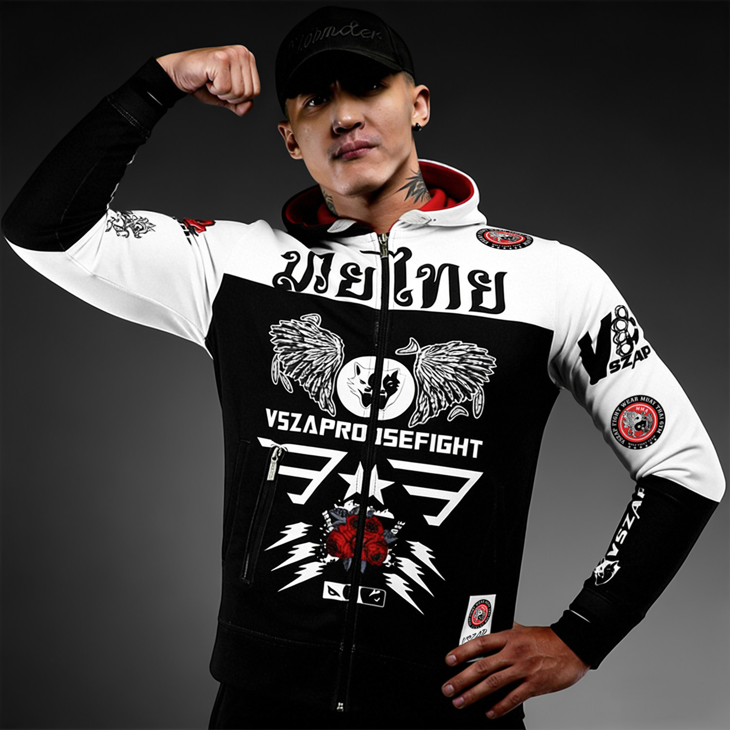 VSZAP美式玫瑰运动休闲健身房训练卫衣痞帅男装外套跑步秋冬长袖