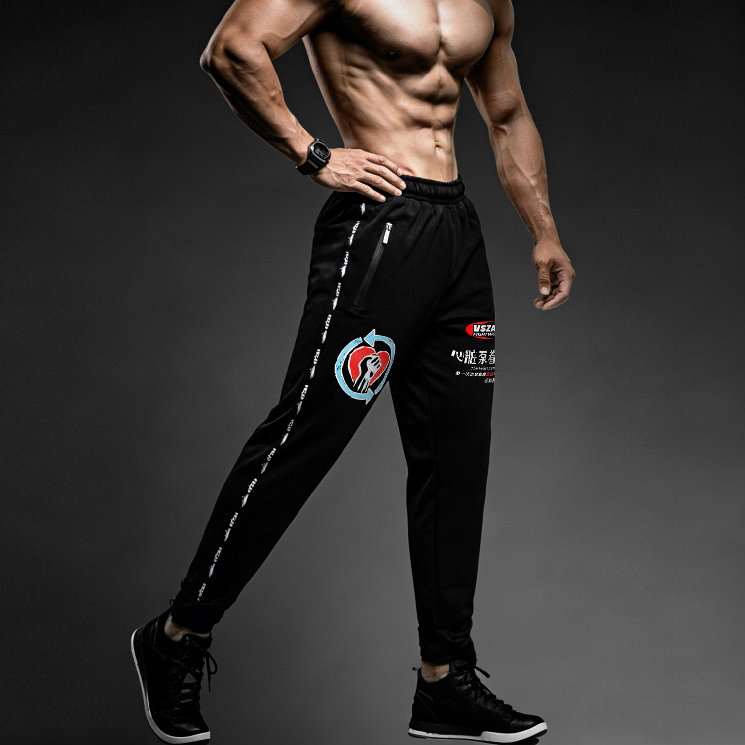 VSZAP男士健身运动卫裤质感男装跑步休闲束脚裤美式大码痞帅长裤