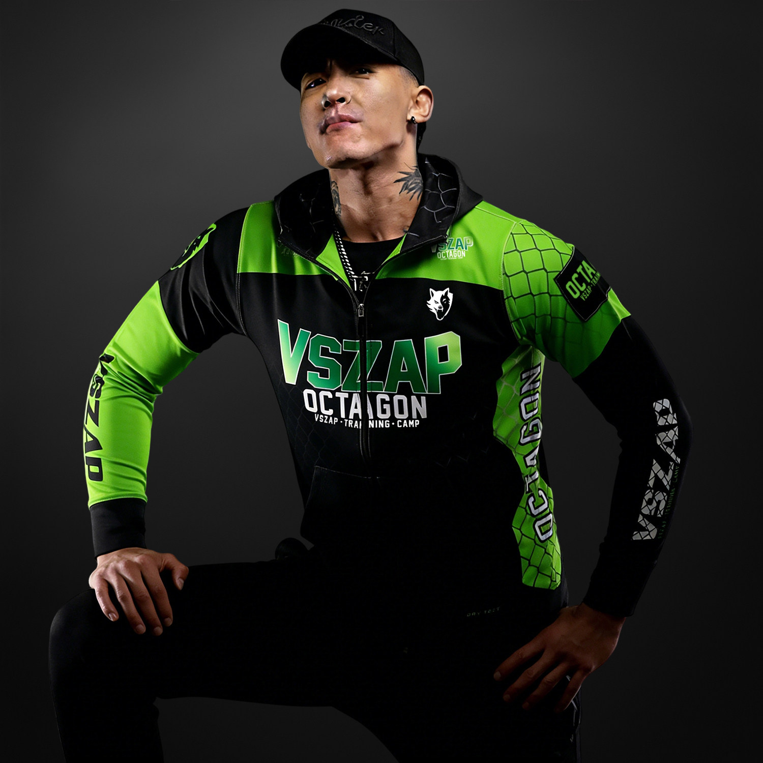 VSZAP八角笼秋冬男士健身房连帽拉链卫衣休闲训练服运动长袖外套