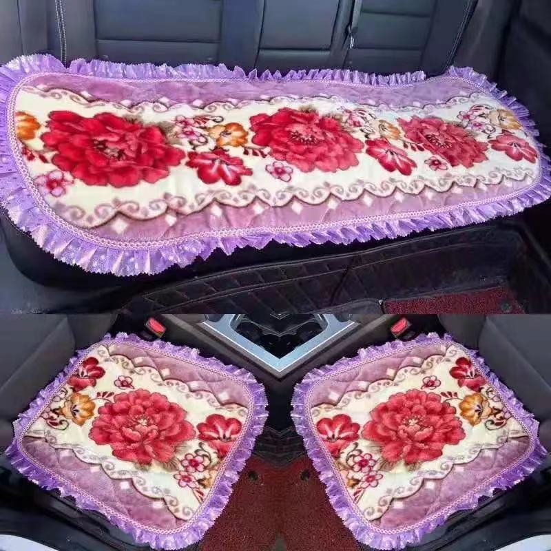 冬季短毛绒汽车坐垫无靠背棉垫防滑座垫车垫免捆绑通用Z三件套卡