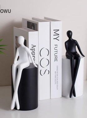 黑白抽象艺术书柜装饰品客厅酒柜摆件高级感创意壁龛Z电视柜布置