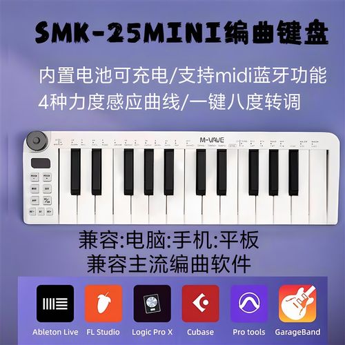 midi键盘25键MIDI键盘初学者音乐打J击垫编曲键盘电音迷笛控制器
