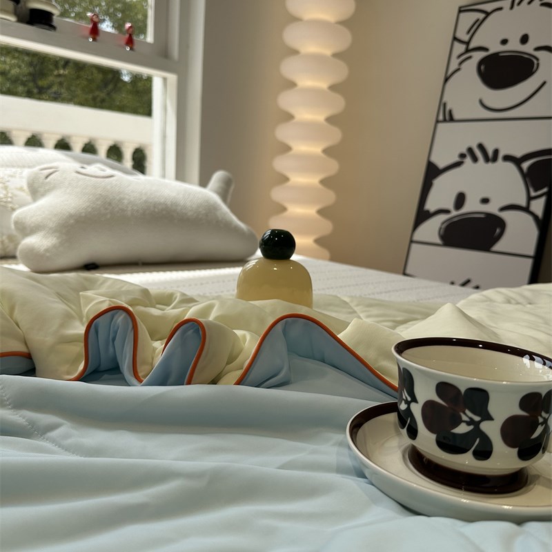 冰冰兔丝a滑夏凉薄被子空调被夏凉被裸睡简约纯色双拼凉感被芯夏