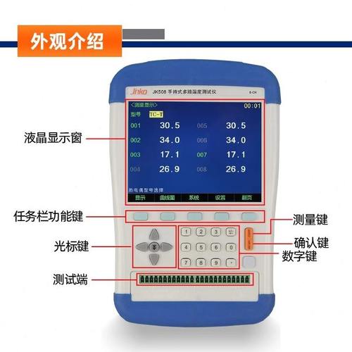 甄选金科JK808 804手持式多路温度测试仪4/8路热电偶巡检仪温升记