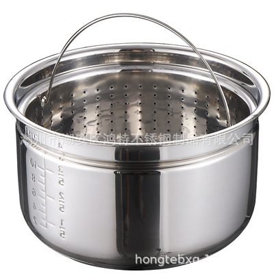 甄选304电压力锅不锈钢内胆5L+蒸饭格降控糖米汤分离蒸笼饭沥水篮
