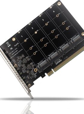 甄选PCIE转NVME 4盘位 m.2 M Key型SSD转PCIEx16转接卡信号拆分阵