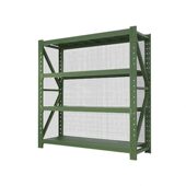 甄选军绿色可移动货架仓储仓库货物架储物架快递架五金展示架带网