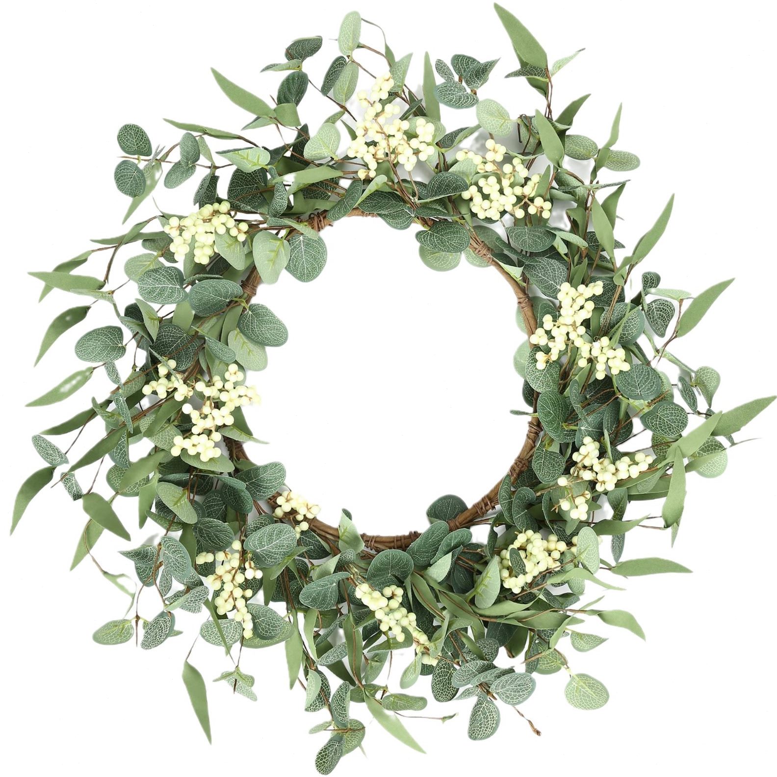 甄选春夏季大号藤圈藤条桉树仿真浆果花环尤加利门挂复活节圣诞装