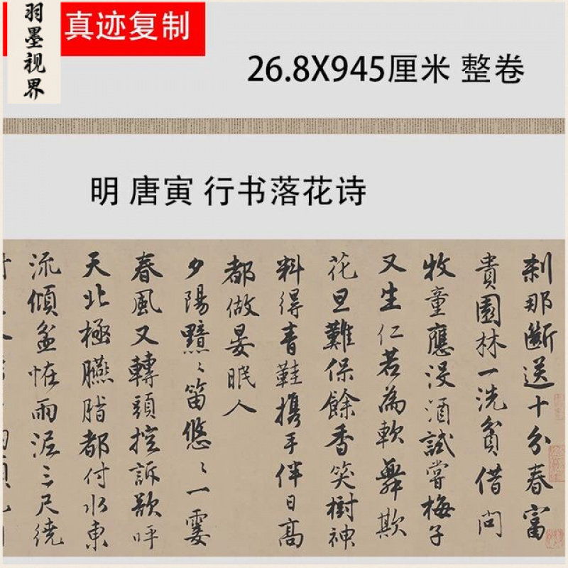 唐寅行书落花诗临摹字帖
