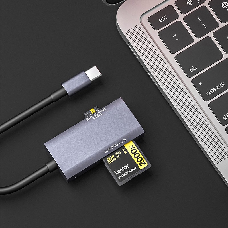 TYPE C转4.0SD/TF4.0高速读卡器UHS-II V90PUSH 存储卡转换读卡器