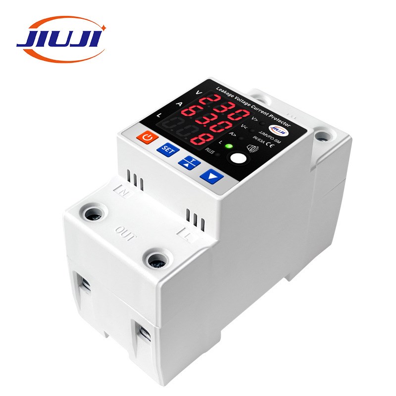 漏电过载过欠压220V保护器零火双断继电器功率电度千瓦时显示63A