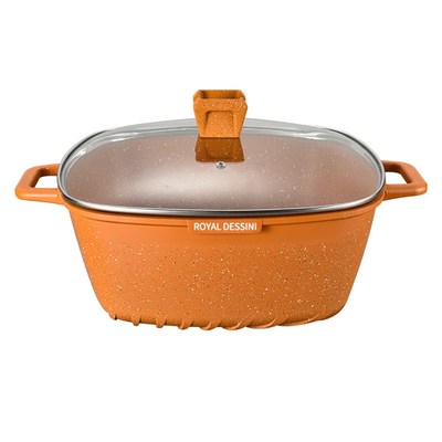 OEM定制抖音网红方形麦饭石不沾铝锅汤锅煎锅家用厨房用具POT