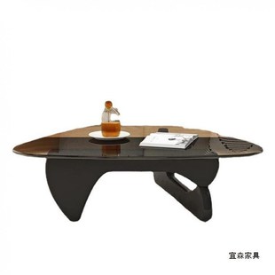 现代简约极简创意钢化玻璃野口勇茶几客厅轻奢圆形家用小户型桌子