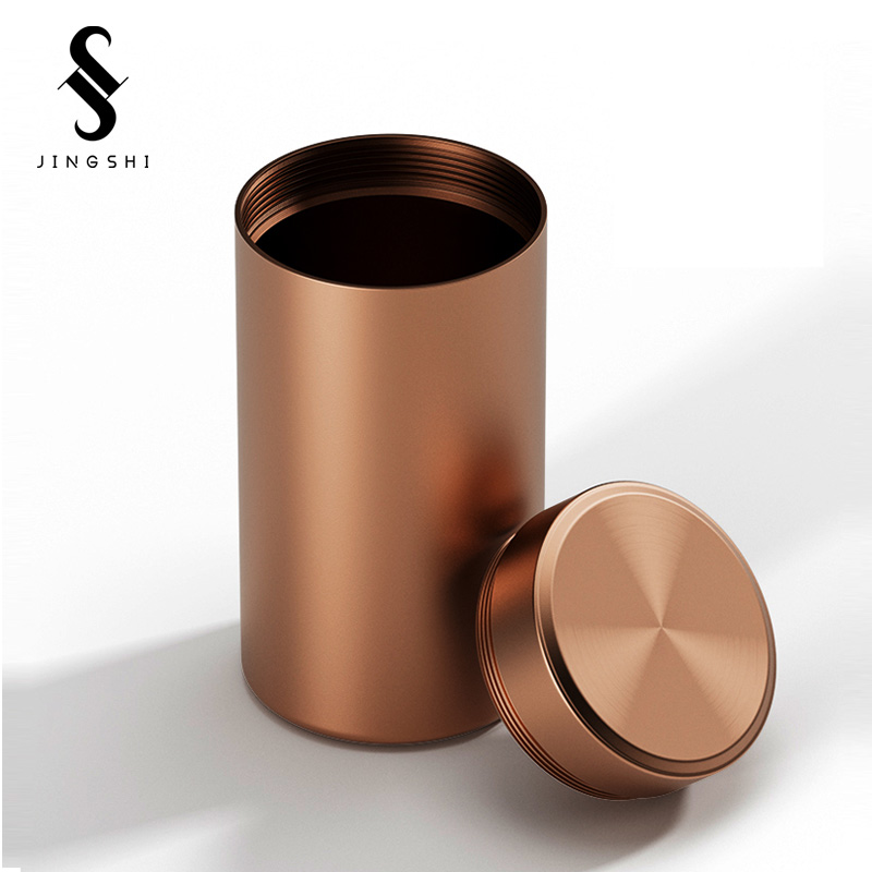 褐色铝合金密封茶叶罐小包装x空盒储存迷你便携装茶的罐子收纳盒