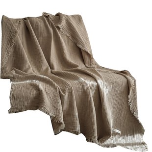 A类全棉流苏纱布毯沙发盖毯高级感办公室午O睡毯毛巾被覆古空调毯