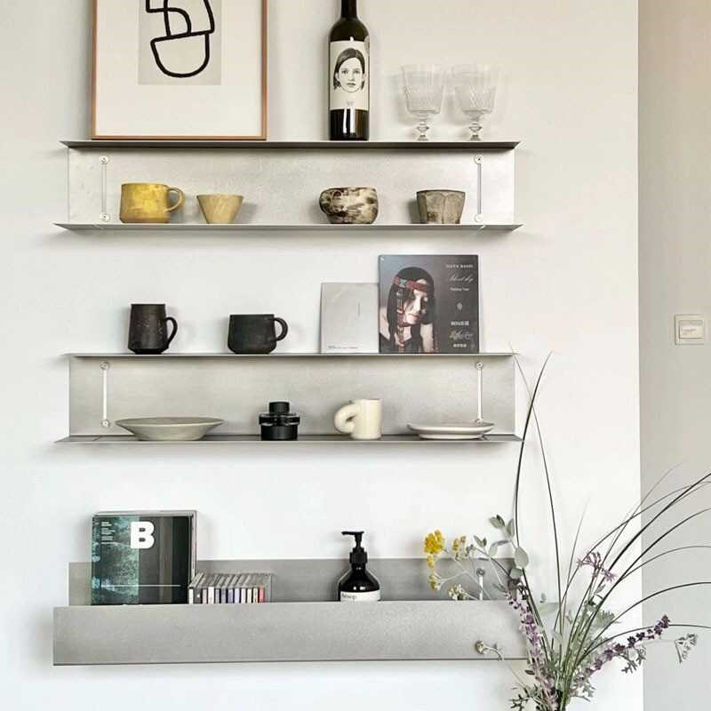 客厅不锈钢一字隔板工字型壁挂置物架墙上收纳架多层上墙展示架