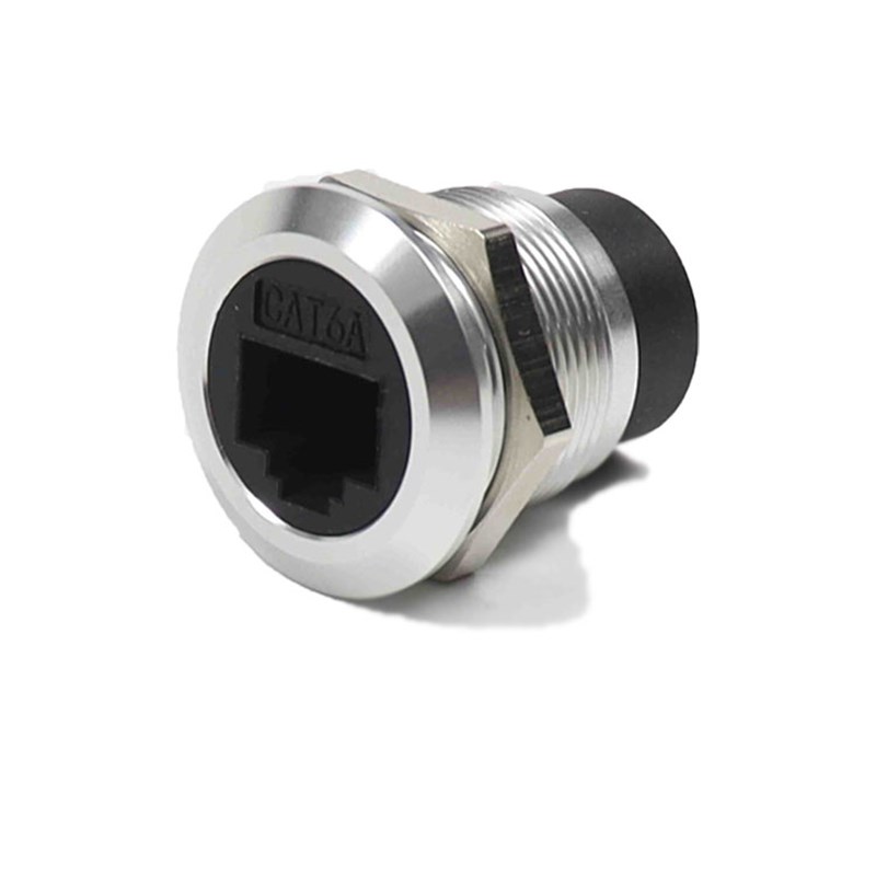 M22圆型面板固定直通模块 RJ45网线数据信号对接头网络接口母插座