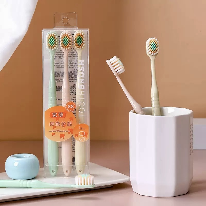 山型凸面牙刷软毛高级三彩牙刷