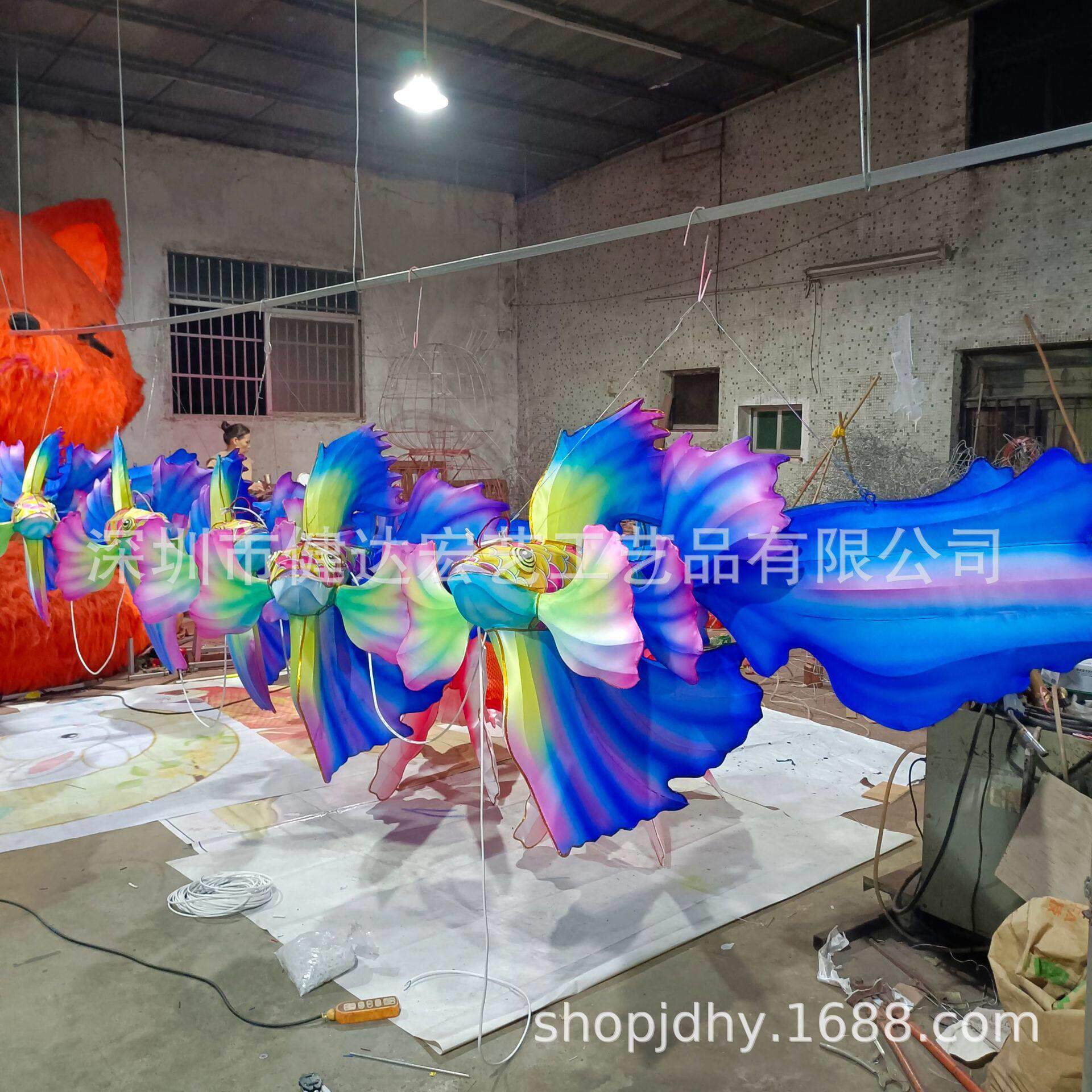 七彩斗鱼花灯网红鱼灯春节花灯国潮灯笼宫灯生肖花灯厂家直销