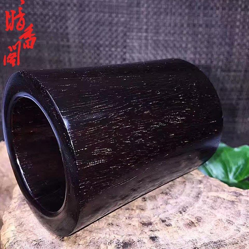 印度小叶紫檀拆房老料爆星笔筒 一木挖手工制作精细流畅9.2*7.2cm