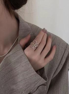 小众设计夸张雏菊镂空花朵戒指女