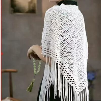 紫色旗袍披肩流苏针织毛线百搭