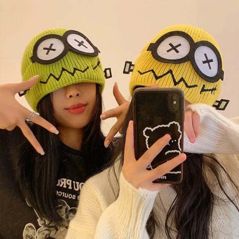 搞怪针织毛线帽女秋冬季保暖护耳