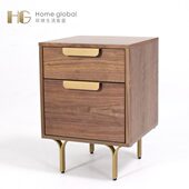 悦生活北欧简约边柜主人房床头柜样板房售楼部胡桃木客厅沙发茶几