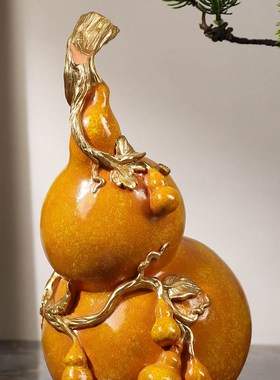 新中式客厅酒柜i家庭电视柜入口装饰办公室布谷架工艺品葫芦饰品