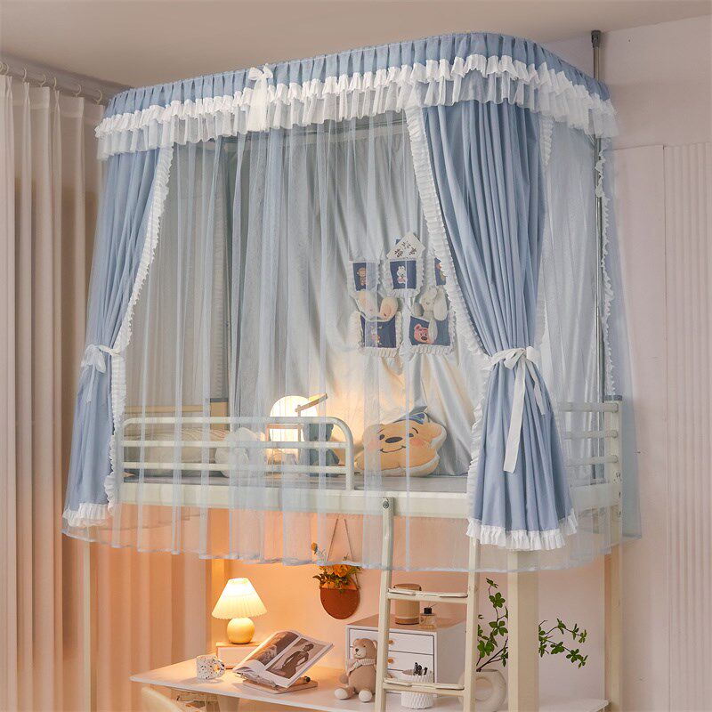 u型轨道遮光床帘一体式学生宿舍蚊帐寝室伸缩导轨V支架上下铺通用