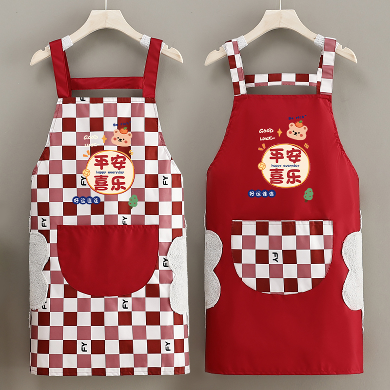 新年新款围裙厨房家用防水防油定制logoJ印字工作服餐饮专用上班