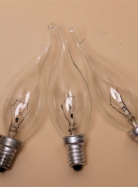 白炽钨丝灯泡25w40W磨砂透明e2B7e14螺口尖泡拉尾泡蜡烛水晶灯灯