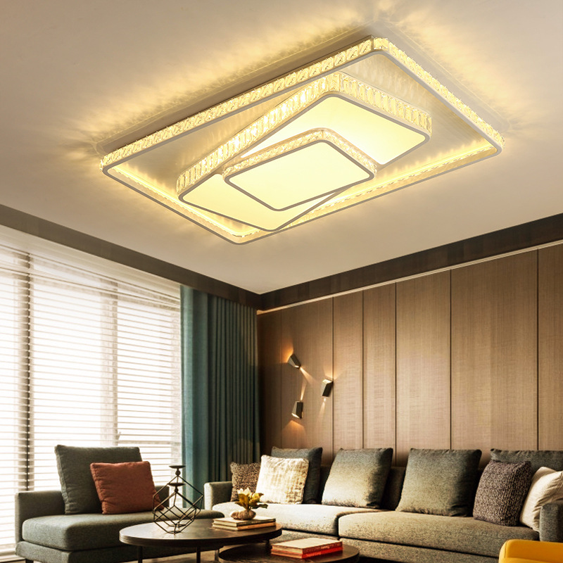 水晶灯led客厅灯大气长方形吸顶灯现代简约大厅灯个性创意大灯具