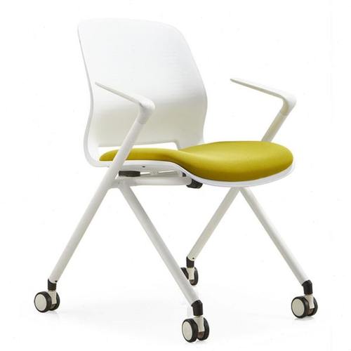 四脚带轮培训椅可移动办公会客洽谈椅重叠学习多功能椅高脚接待椅