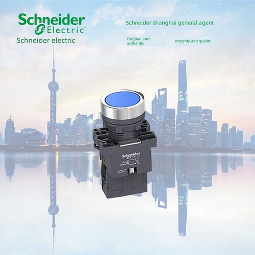 施耐德扁头灯按钮塑料蓝色24V Ac/Dc一个常开Xa2Ew36B1